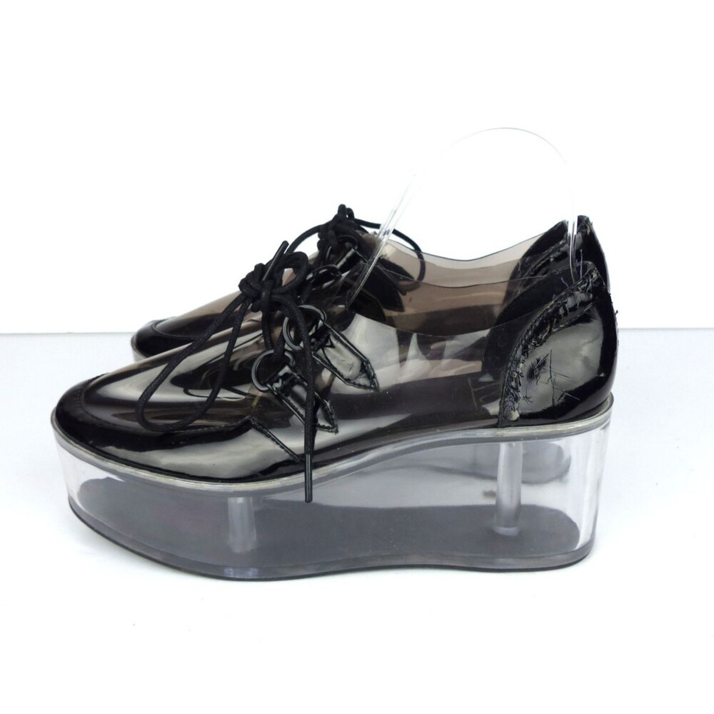 YRU Qloud Kreep Platform Creepers Clear Black Lace Up Shoes Womens 9 Rave Cyber